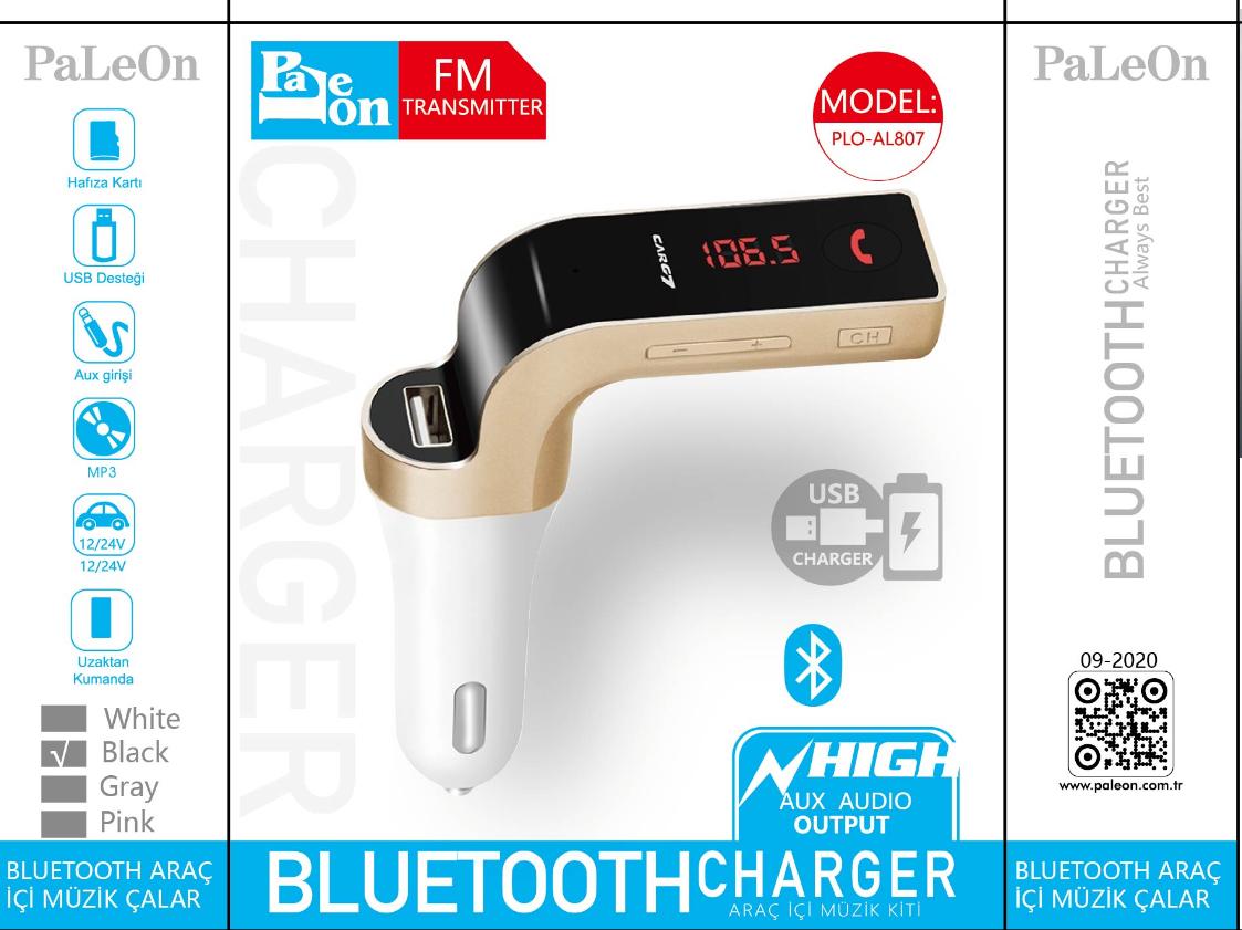PaLeOn Bluetooth Ara Kiti USB arj Giri Ara ii Fm Transmitter MP3 alar 