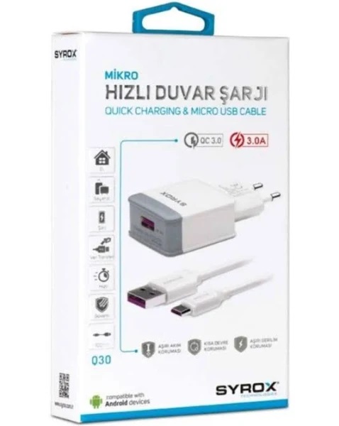 	 Syrox Q30 Micro 3.0a Hzl arj Cihaz