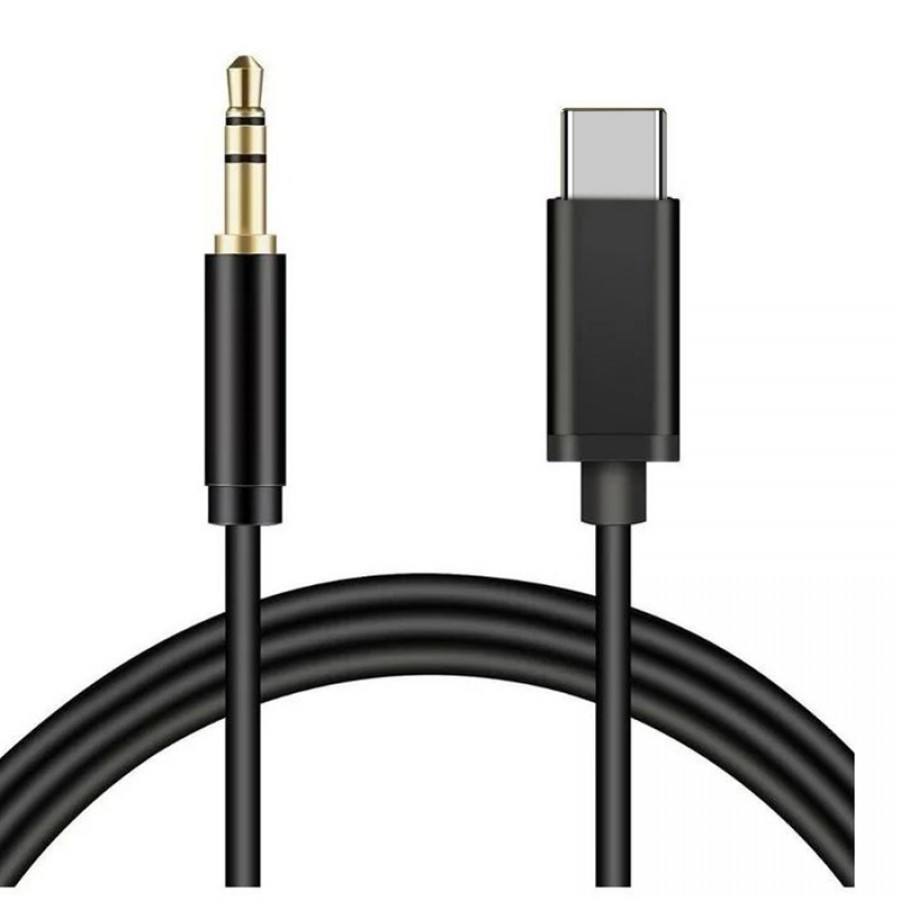 Type c usb c to Aux 3.5 mm erkek Jack type c aux kablo 1m siyah